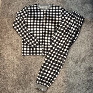 The Honest Baby Clothing Black and White Checkered Holiday Men's Pajama Set